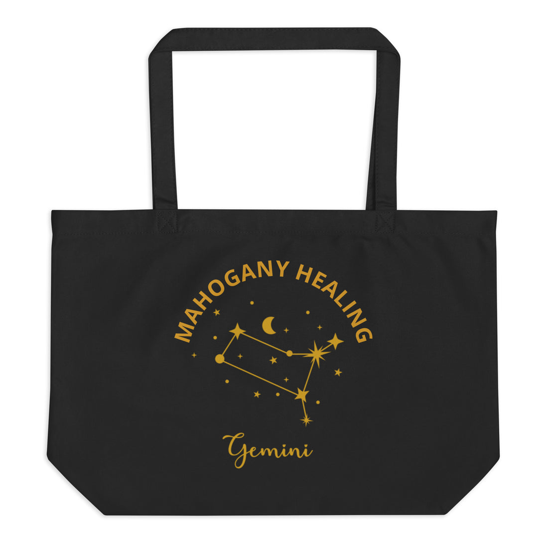 Mahogany Healing Gemini Zodiac Constellation - Large Organic Tote Bag