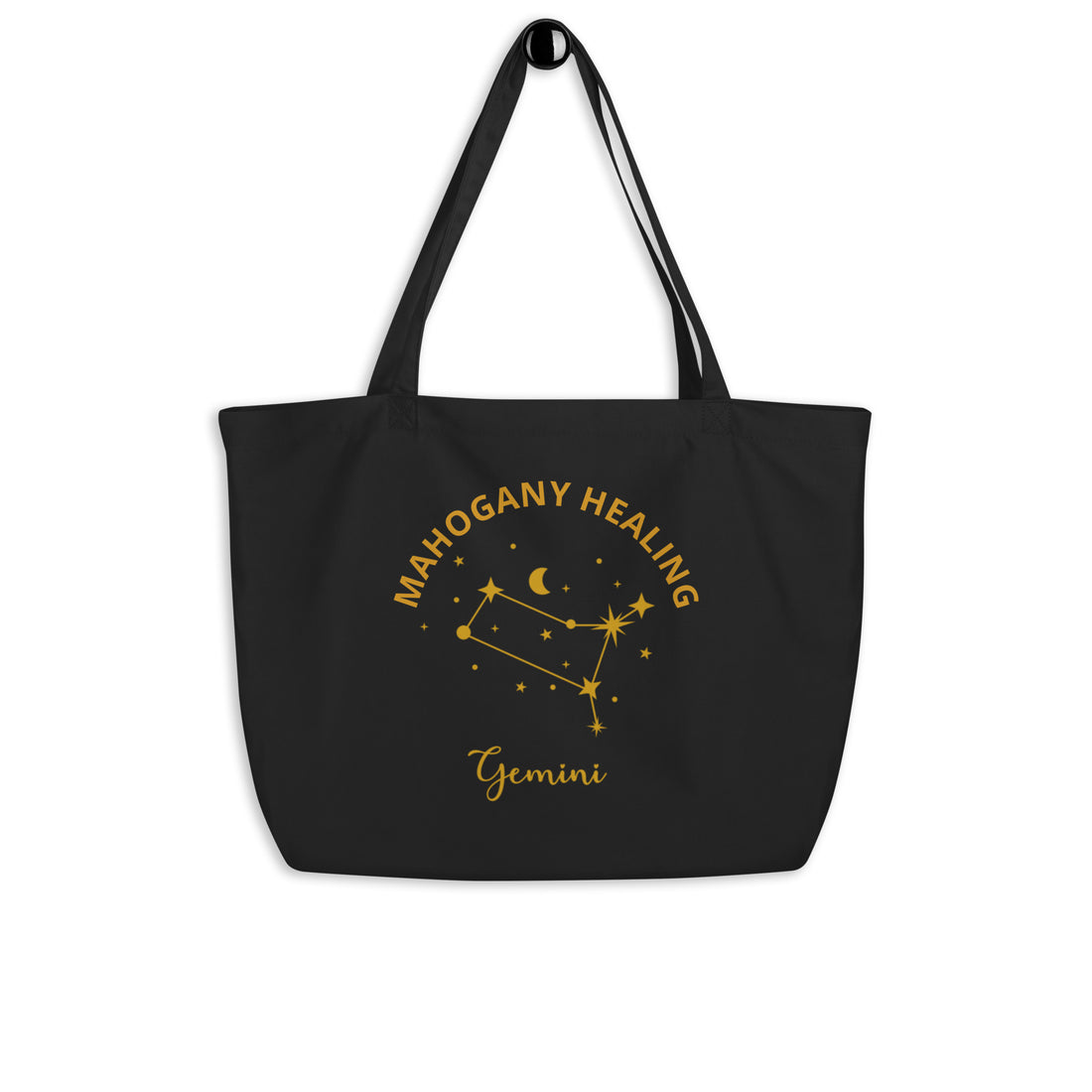 Mahogany Healing Gemini Zodiac Constellation - Large Organic Tote Bag