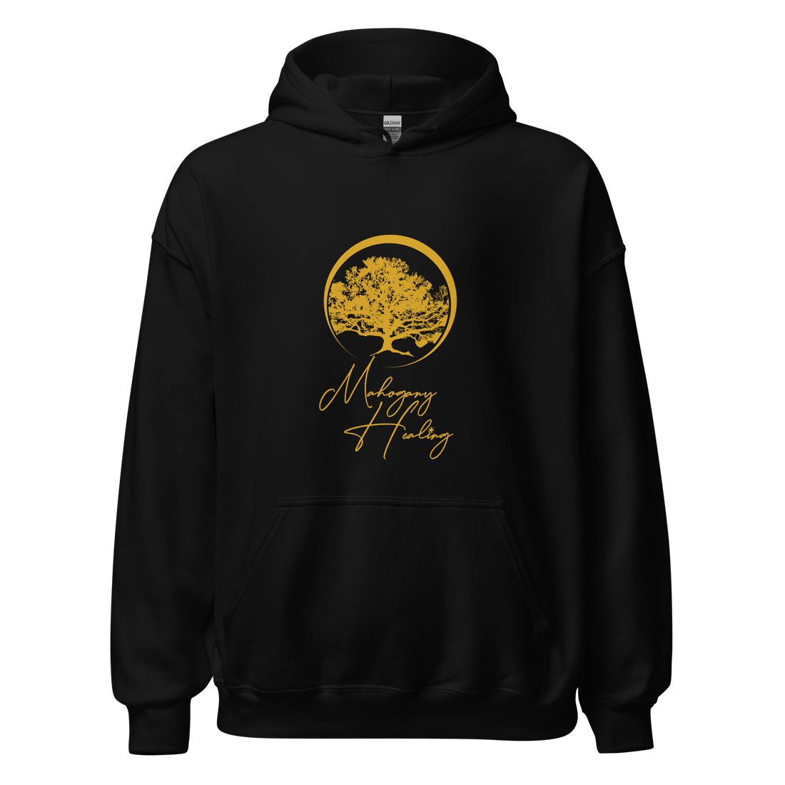Mahogany Healing Branded Unisex Hoodie (vertical gold logo)