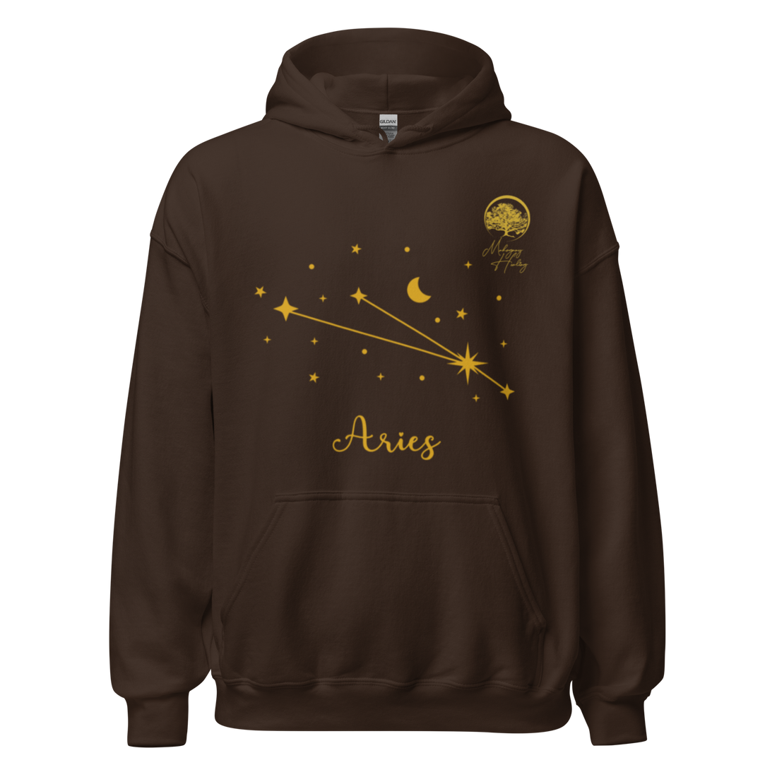 Mahogany Healing Aries Zodiac Constellation - Premium Unisex Hoodie