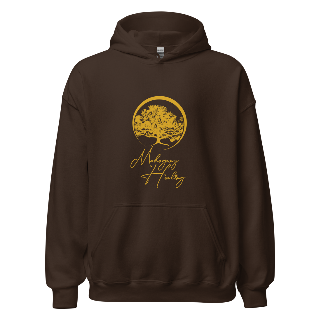 Mahogany Healing Branded Unisex Hoodie (vertical gold logo)