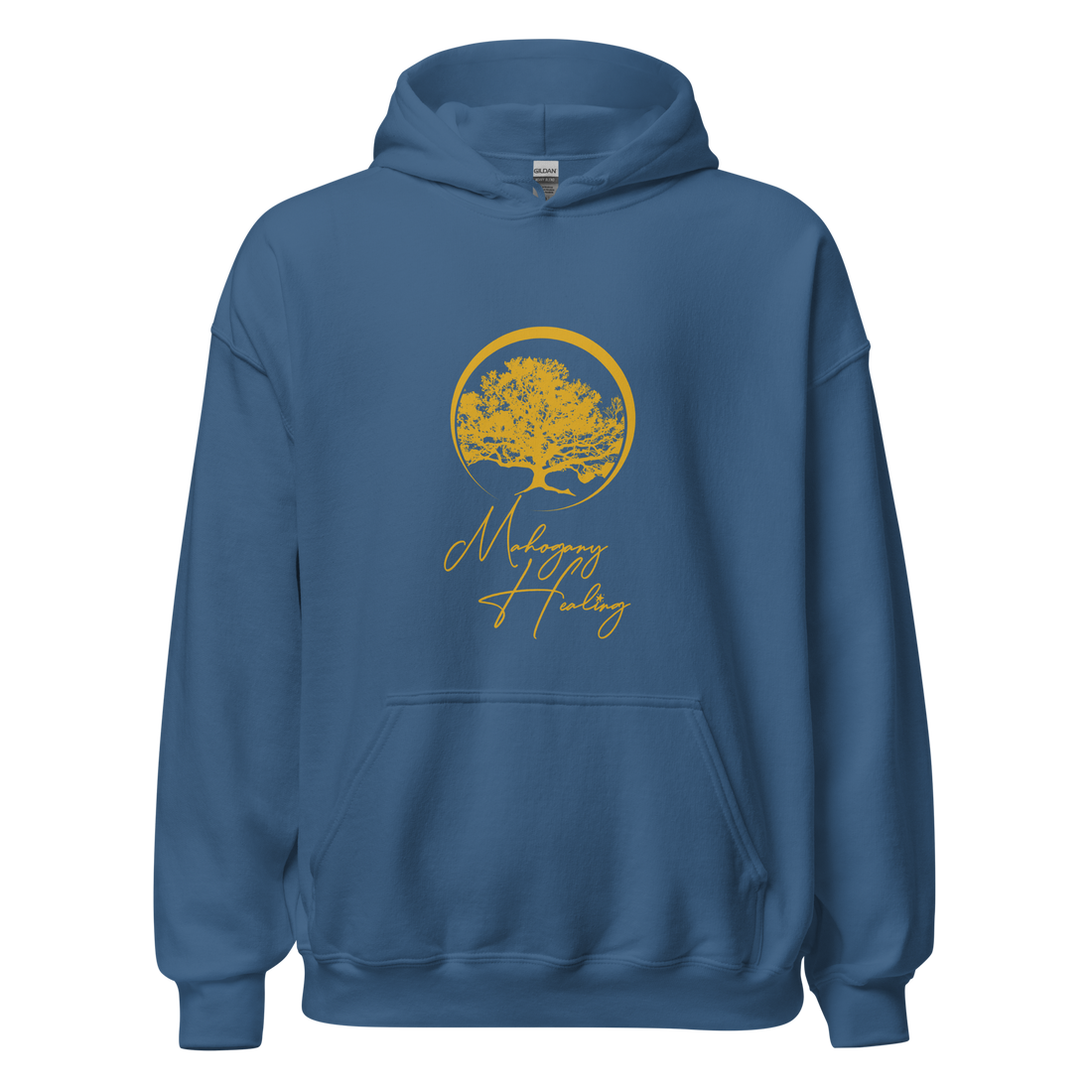 Mahogany Healing Branded Unisex Hoodie (vertical gold logo)