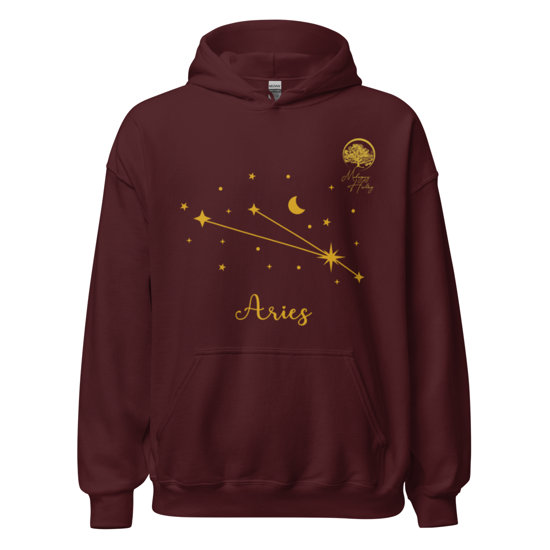Mahogany Healing Aries Zodiac Constellation - Premium Unisex Hoodie