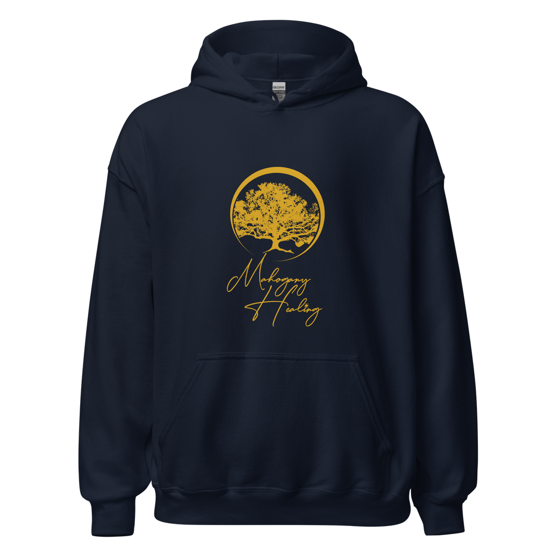Mahogany Healing Branded Unisex Hoodie (vertical gold logo)