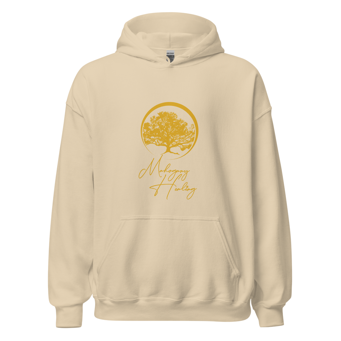 Mahogany Healing Branded Unisex Hoodie (vertical gold logo)