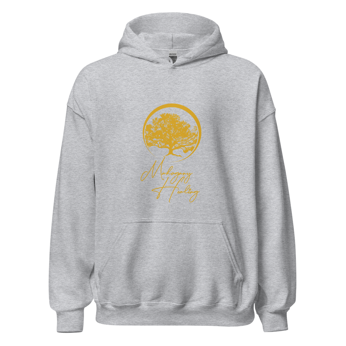 Mahogany Healing Branded Unisex Hoodie (vertical gold logo)