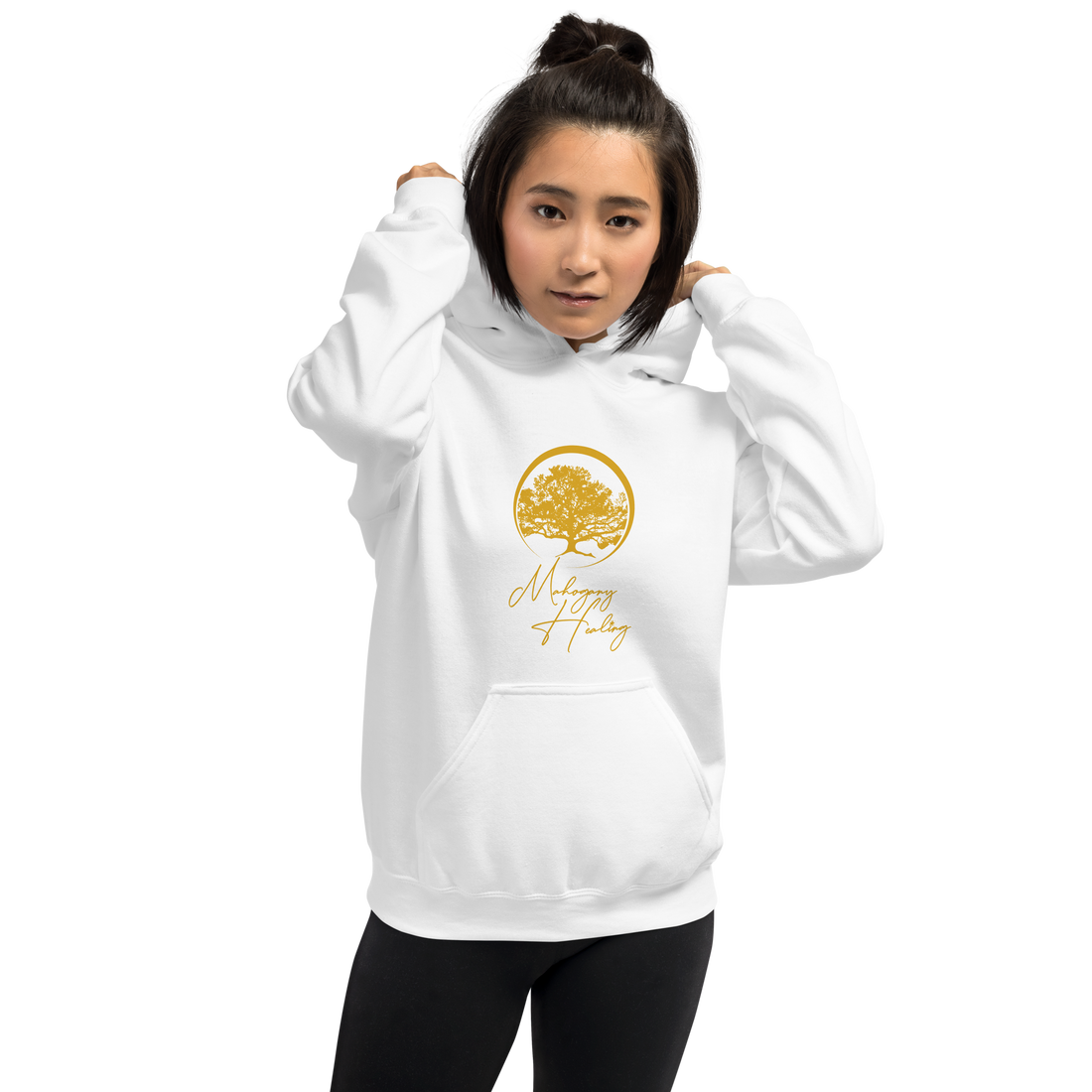Mahogany Healing Branded Unisex Hoodie (vertical gold logo)