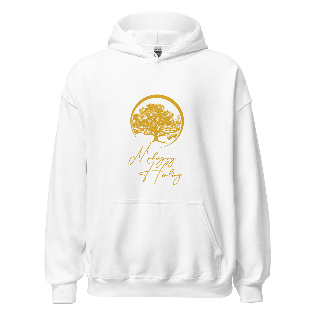 Mahogany Healing Branded Unisex Hoodie (vertical gold logo)