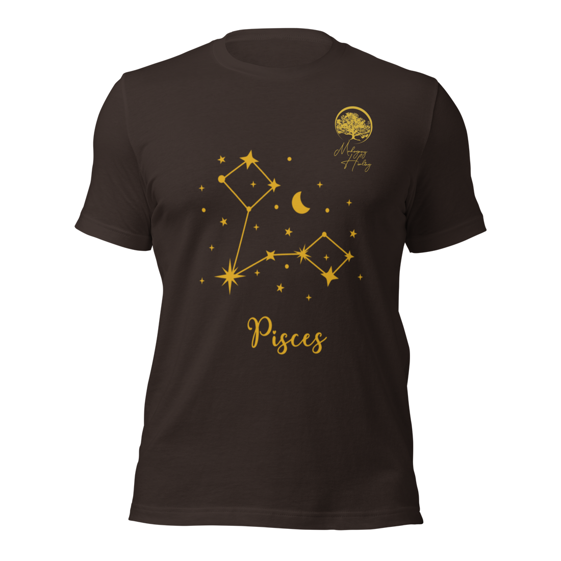 Mahogany Healing Pisces Zodiac Sign Unisex T-shirt