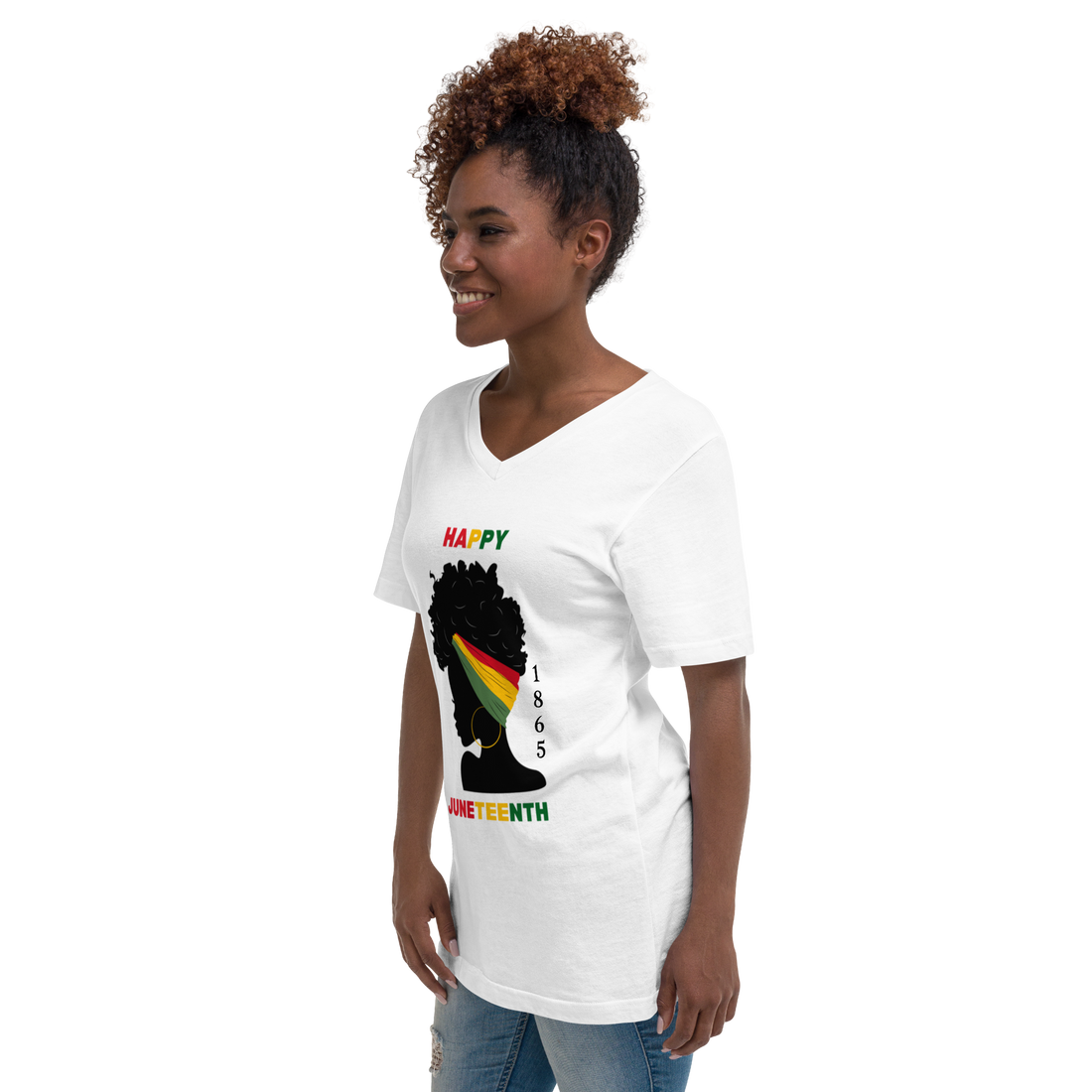 Mahogany Healing Juneteenth Blk Goddess V-Neck Unisex T-Shirt
