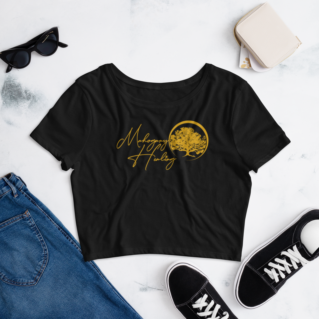 Mahogany Healing Branded Women’s Crop Tee