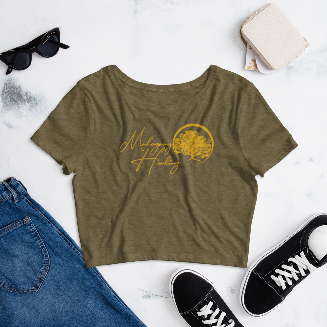 Mahogany Healing Branded Women’s Crop Tee