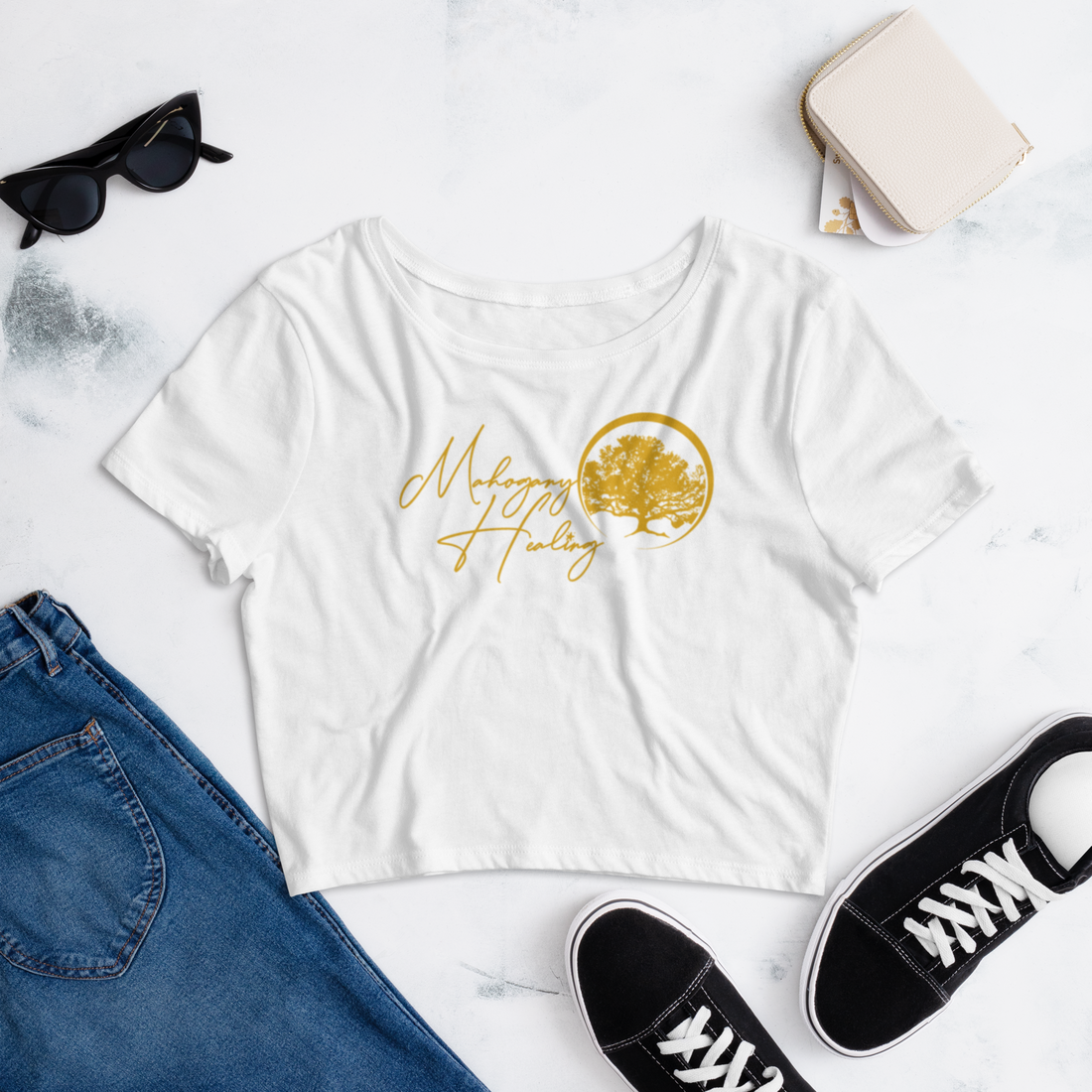 Mahogany Healing Branded Women’s Crop Tee