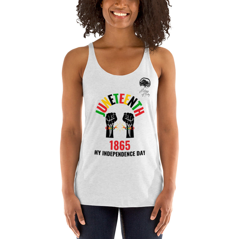 Mahogany Healing Juneteenth My Independence Day - Women's Racerback Tank