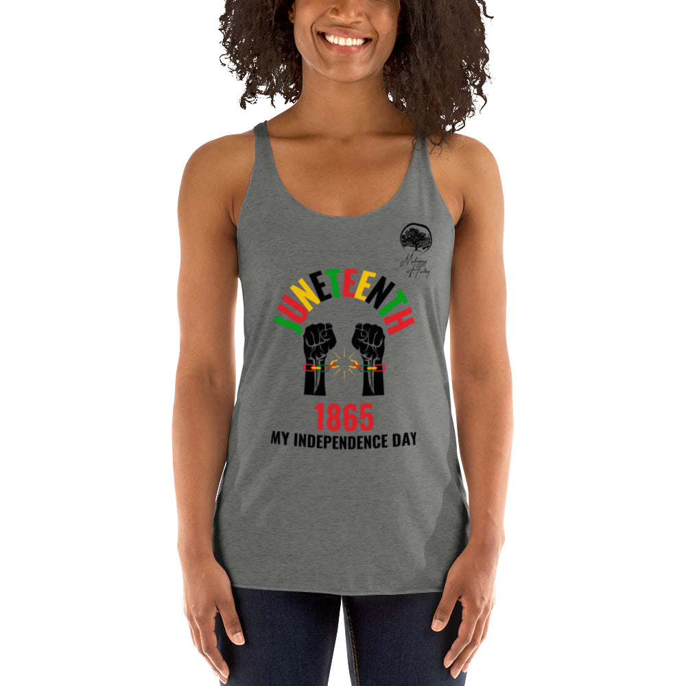 Mahogany Healing Juneteenth My Independence Day - Women's Racerback Tank