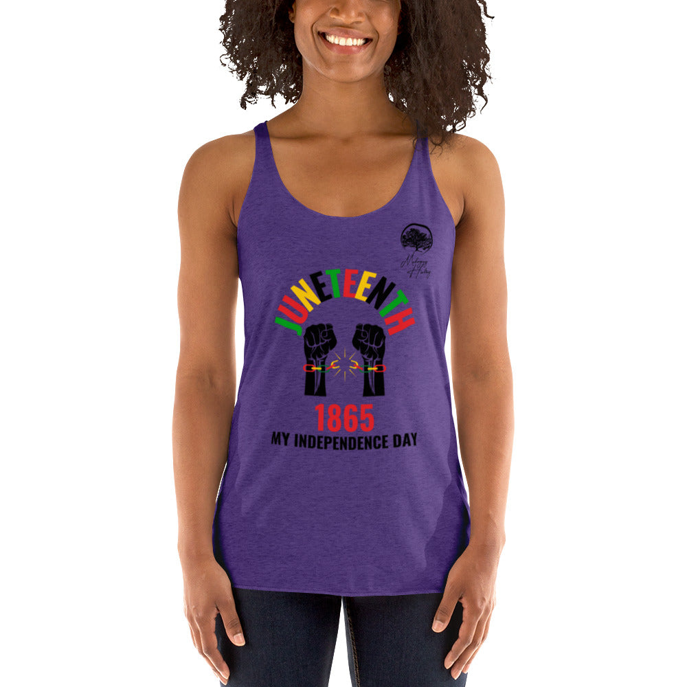 Mahogany Healing Juneteenth My Independence Day - Women's Racerback Tank
