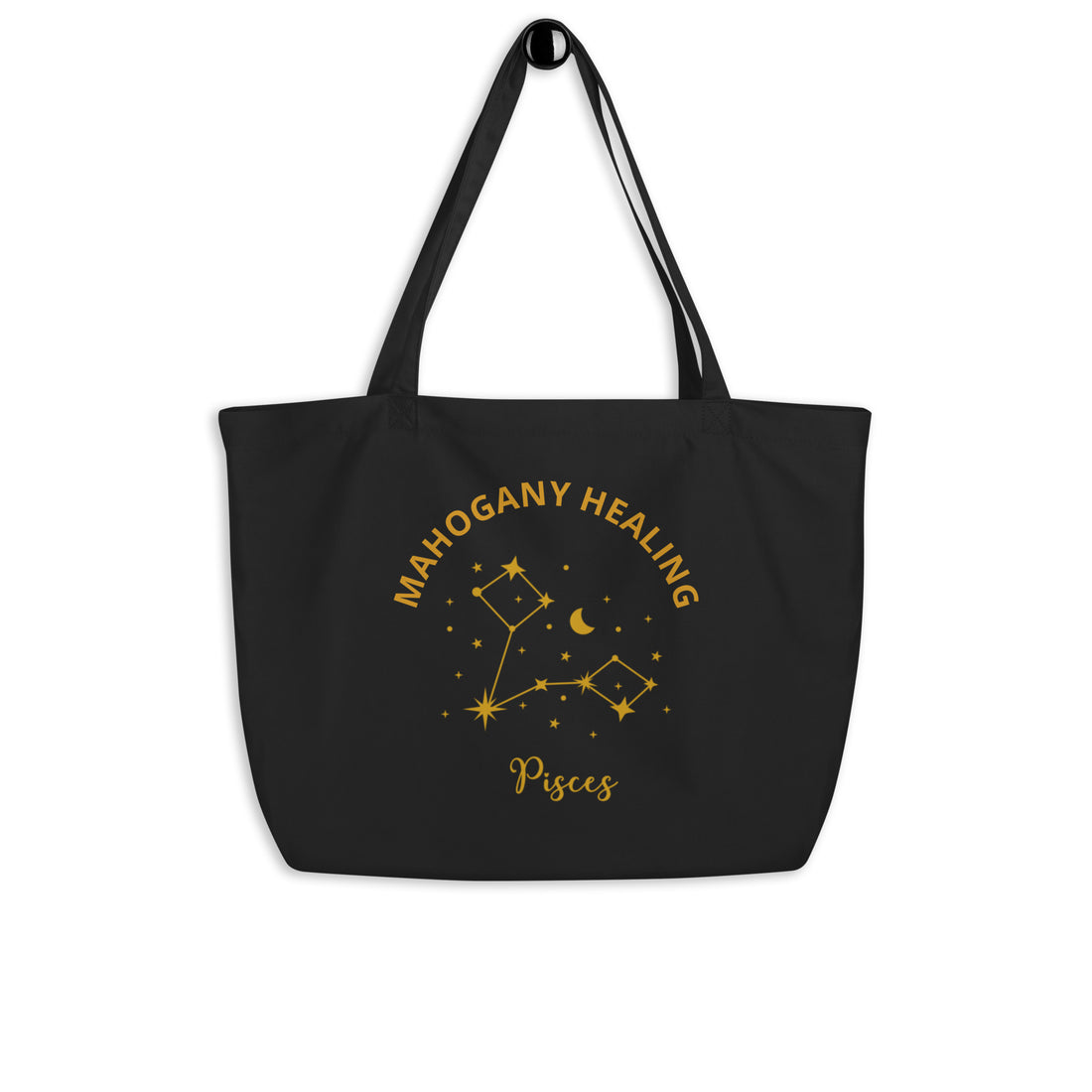 Mahogany Healing Pisces Zodiac Constellation Large organic tote bag