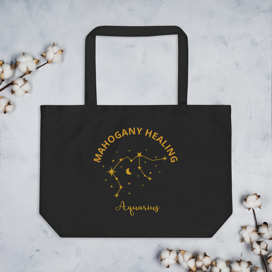 Mahogany Healing Aquarius  Zodiac Constellation - Large Organic Tote Bag